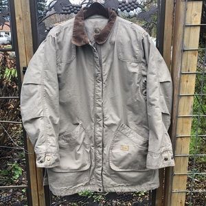 Berne tan canvas heavy weight plaid lined jacket size XL
